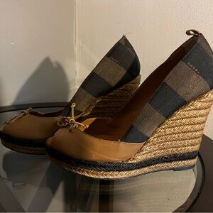 Fendi Pequin Stripe Espadrille Wedge sandals